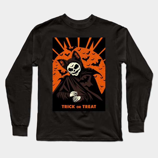 trick or treat bat Long Sleeve T-Shirt by Kingrocker Clothing